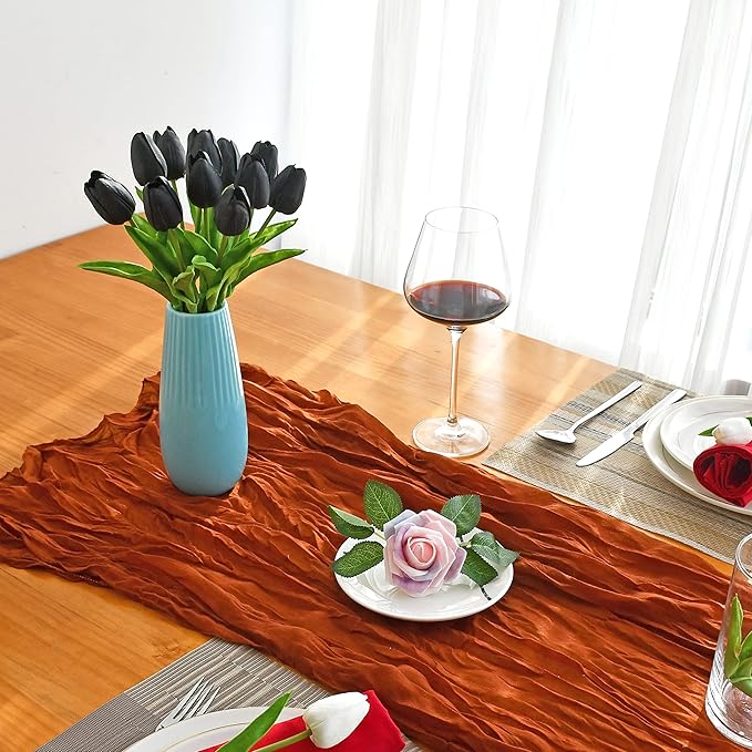 Mandy's Artificial Tulips 20 Stems Black PU Faux Flowers for Wedding Home Decor 13.5 Inch-Ruum Studio Home