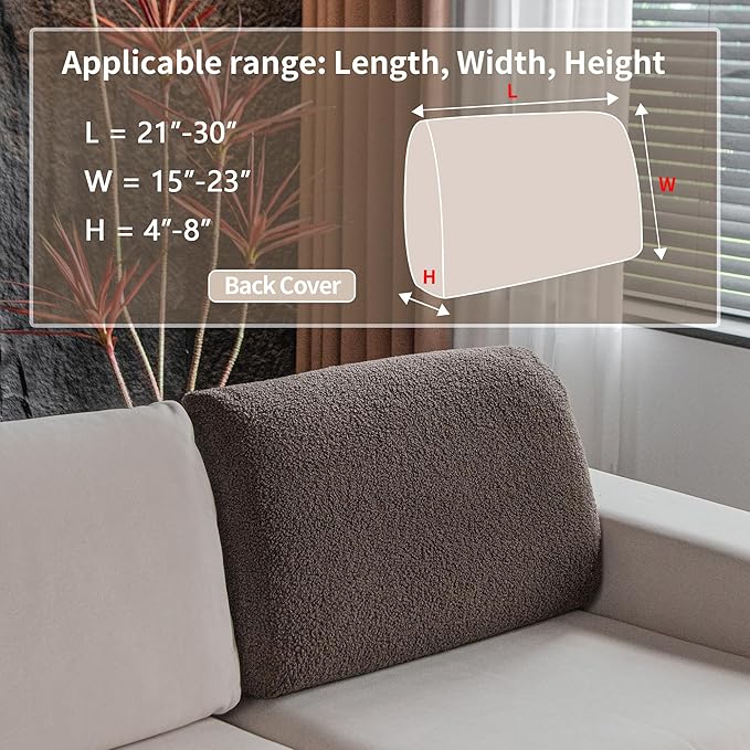 Couch Cushion Covers for Sectional Sofa, Stretch Soft Sofa Slipcovers Washable Wear-Resistant Universal Furniture Protector for Living Room(1 Piece Back Couch Cover, Brown)-Ruum Studio Home