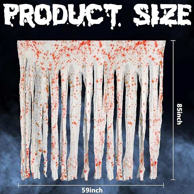 RunNico 85" x 60" 2pcs Halloween Door Curtain Decoration with Bloody Hand Prints - Bloody Doorway Curtain Halloween Creepy Cloth for Haunted House, Horror Theme Party-Ruum Studio Home