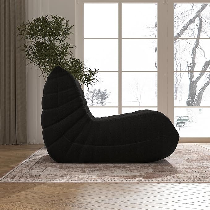 Bean Bag Chair, Memory Foam Bean Bag Sofa Large Bean Bag Chair for Adults, Bean Bag Chairs for Teens with High Density Comfortable Foam, Bean Bag for Living Room, Bedroom (Black)-Ruum Studio Home