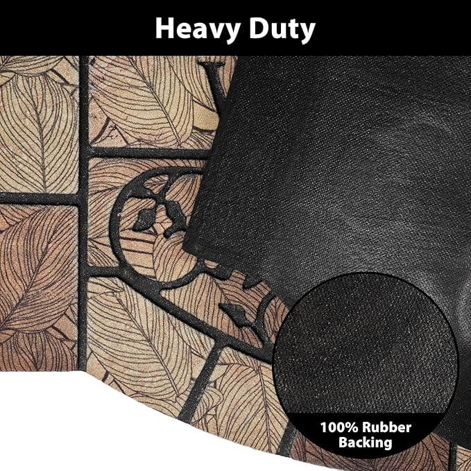 Durable Welcome Door Mats, 24"x36" Heavy-Duty Large Welcome Mat for Front Door with Non-Slip Rubber Backing, Door Mats for Outside Entry High Traffic Area（Leaves）-Ruum Studio Home