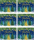 Christmas Pine Trees Placemats Set of 6 Plastic Table Mats Xmas Ball Ornaments Snowflakes Place Mats Holiday Pine Trees Winter Table Decoration for Indoor Outdoor Party Kitchen Dining-Ruum Studio Home