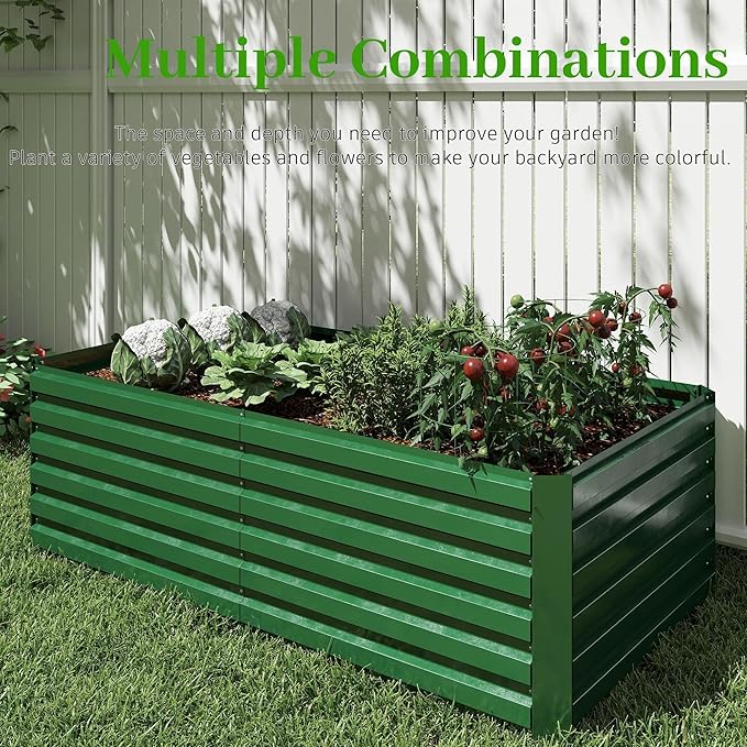 8x4x2 ft Outdoor Raised Garden Bed, Large Metal Planter Raised Beds, Planters for Outdoor Plants for Vegetables, Flowers, Herbs, Fruits, and Succulents.(4 Pcs)-Ruum Studio Home