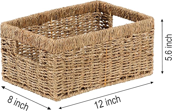 CENBOSS Wicker Baskets (Medium, Seagrass, 1PC) Rattan Storage Baskets for Shelves, Woven Seagrass Holder-Ruum Studio Home