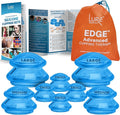 Lure Essentials Edge Silicone Cupping Set, Cupping Kit for Massage Therapy, Long Lasting Cups for Professional & Home Use, Body Sculpt Cup for Cellulite, Ultra Transparent Blue (8 Count)-Ruum Studio Home