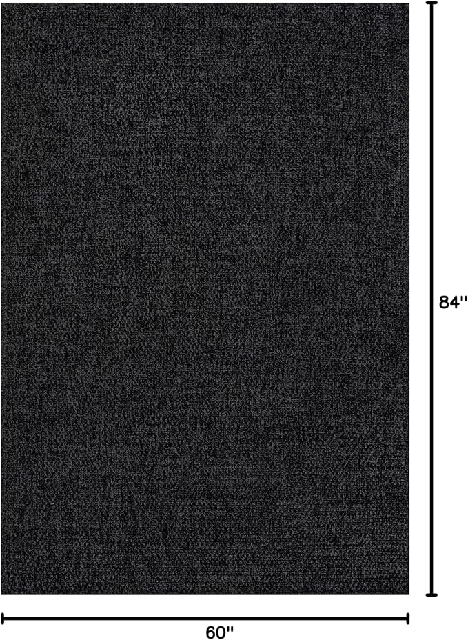 CAMILSON Easy Jute Rug 5x7, Indoor Outdoor Dark Gray Black Farmhouse Area Rugs for Living Room Patio and Kitchen Rug, Solid Boho Woven Design, Easy-Cleaning, Washable Outside Carpet Alfombras (5 x 7)-Ruum Studio Home