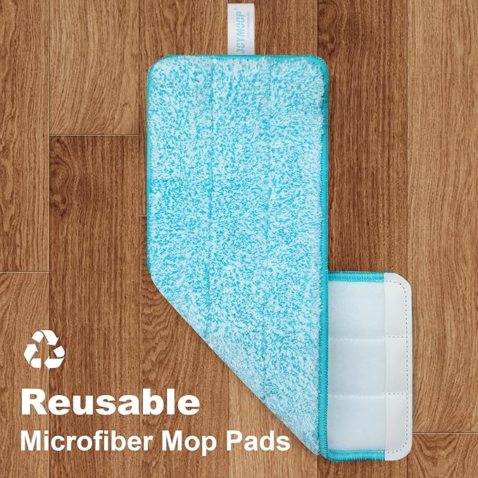 JOYMOOP Mop and Bucket Set with Wringer, Mops for Floor Cleaning, Wall Mop Cleaner with Long Handle, with 4 Reusable Microfiber Mop Pads - Grey+Cyan Blue-Ruum Studio Home