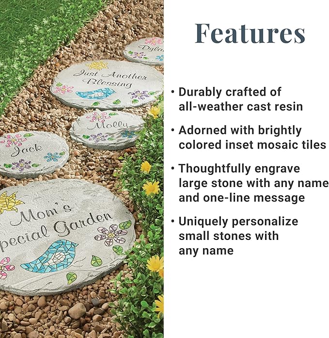 Let's Make Memories Personalized Mosaic Garden Stone - for Grandma, Mom – Small Stone - Personalize Message-Ruum Studio Home