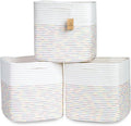 NaturalCozy 13 Inch Cube Storage Bins Cotton Rope Woven Baskets for Organizing 3-Pack | 13 x 13 Storage Cubes | Fabric Square Storage Baskets for Shelves Organizer, Kids Toy Bins, Closet Baby Nursery-Ruum Studio Home