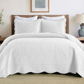 MarCielo 3-Piece Christmas Quilt 100% Cotton Oversized Bedspread Lightweight Coverlet Embroidery Christmas Tree Pattern Bedding Set (TC Bright White, Oversized Queen (100"x106"))-Ruum Studio Home