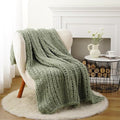 Battilo Chunky Knit Throw Blanket, Soft and Thick Chenille Throw Blanket, 50"x60" Handmade Cable Knit Crochet Blanket, Large Rope Knot Throw Blankets for Couch Sofa Bed Home Decor, Light Green-Ruum Studio Home