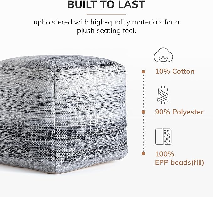 Anji Mountain 20"x20"x20" Handmade & Handcrafted Ottoman Pouf Comfortable Pouf Ottoman Foot Rest & Home Décor Accent for Living Room, Bedroom, Nursery, Kids Room, Patio-Ruum Studio Home