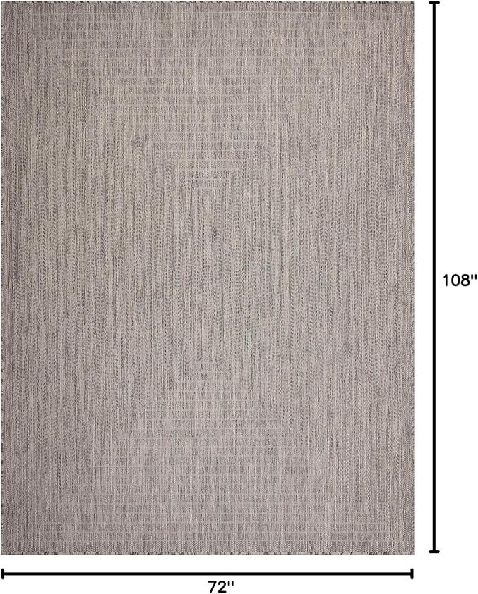Adiva Rugs Outdoor Indoor Area Rug, Weather Resistant, Easy to Clean, Stain Resistant Floor Mat for Dining Room, Backyard, Deck, Patio (Silver Weiss, 6' x 9')-Ruum Studio Home