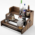 Tinamo Acacia Wood Liquor Bottle Display Shelf – 3-Tier Countertop Wine Rack, Bar Shelf – Whiskey Bar Stand for Home, Bottle Organizer for Countertop – Wine Holder with Handles (Walnut Color)-Ruum Studio Home