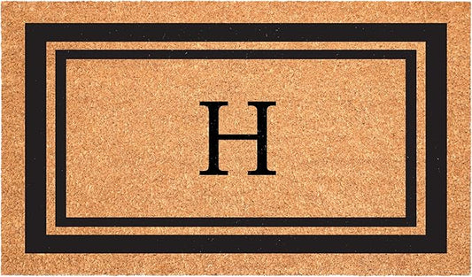 Calloway Mills 152963048H Black Border 30" x 48" Monogram Doormat Letter (H)-Ruum Studio Home