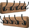 Dseap Wall Mounted Coat Rack: Patented, Heavy-Duty, 17.4" Long 5-Double-Hooks Wooden Hanger Rail for Winter Coats, Hat, Jacket, Clothing - Natural & Black, Pack of 2-Ruum Studio Home