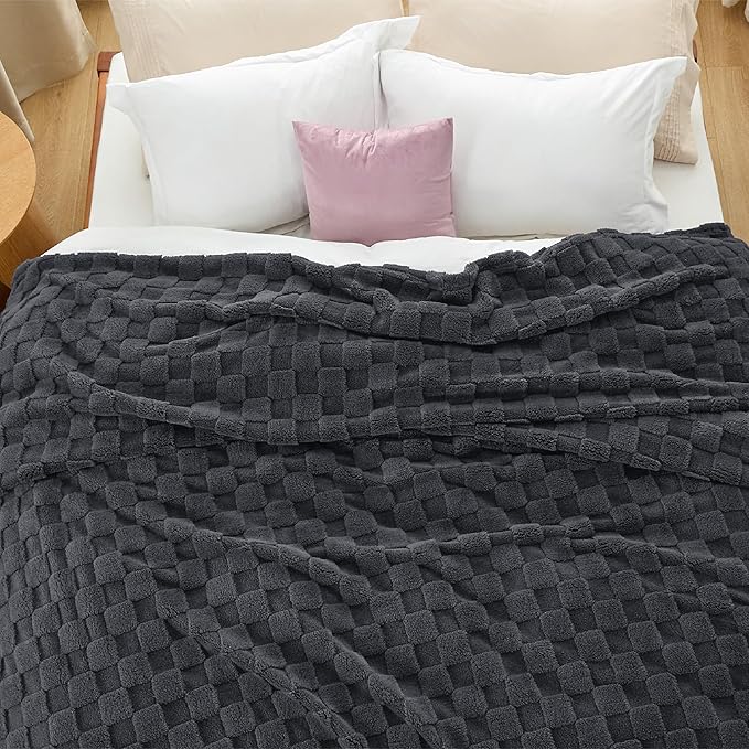 Bedsure GentleSoft Blankets Queen Size for Bed - Super Soft Cozy Blanket for Women Men Girls, Large Fuzzy Fleece Throw for Bedroom Decor, Dark Grey, 90x90 Inches-Ruum Studio Home