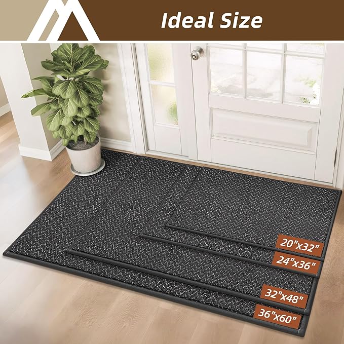 COSY HOMEER-Door-Mat 20" x 32" Non Slip Absorbent Entryway Rugs Dirt Trapper Doormats Washable Entrance Mats Low Pile Welcome Floor Mat for Front Back Door and Entry Mats,Dark Grey-Ruum Studio Home