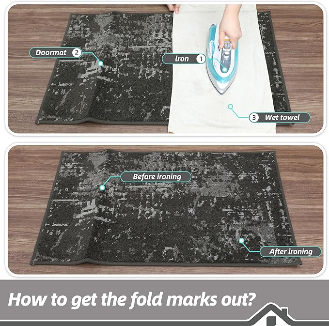 BEQHAUSE Dirt Trapper Door Mat 32"x48" Non-Slip Door Mats Washable Entryway Rugs Stain Resistant Doormat Absorbent Welcome Floor Mat for Front Back Door, Muddy Wet Shoes & Paws,Dark Grey-Ruum Studio Home