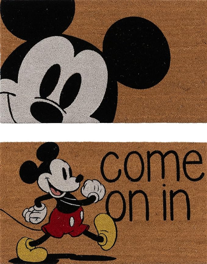 Gertmenian Disney Mickey Mouse Coir Doormat - 2x3 Welcome Mat (2-Pack), Ideal for High Traffic Areas in Front Door, Garage, Entryway - Love/Hello, 47533-Ruum Studio Home