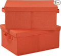 HOONEX Storage Bins with Lids for Organizing, Pack of 2, Storage Boxes with 2 Carrying Handles and Sturdy Heavy Cardboard, 16.5" L x 11.8" W x 7.5" H for Shoes, Books, Clothes, Nursery, Orange-Ruum Studio Home