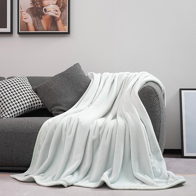 Mellowdy Extra Thick Hearty Plush Flannel Blanket (Pale Mint, 60x80) - 500GSM Twin Size Warm Blanket for Winter, Fall | Soft, Fluffy, Cuddly, Perfect for Bed, Oversized Throw for Couch, Sofa-Ruum Studio Home