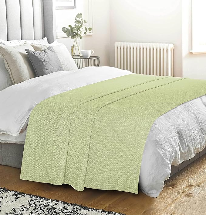 BELIZZI HOME 100% Cotton Bed Blanket, Breathable Bed Blanket Twin Size, Cotton Thermal Blankets Twin, Perfect for Layering Any Bed for All Season, Sage Green-Ruum Studio Home