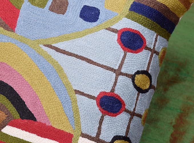 Hundertwasser Modern Pillow Cover Contemporary Pillowcase Outdoor Abstract Couch Accent Throw Pillowsham Mid Century Chair Cushions Handmade Wool Size 18x18-Ruum Studio Home