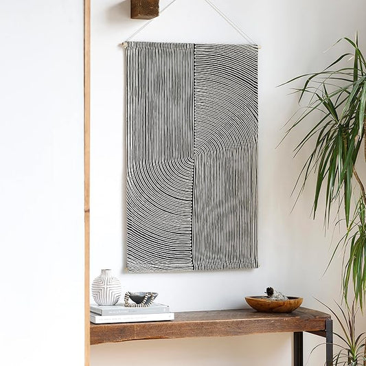 Mark&Day Wall Art, Gerlos Modern Farmhouse Black Macrame Tapestry Wall Hanging for Living Room, Bedroom, Office or Kitchen (36"H x 24"W)-Ruum Studio Home