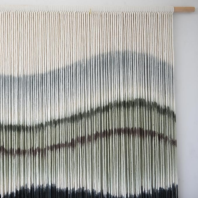 Macrame Wall Hanging Dip-Dye Large Macrame Wall Decor Boho Home Decor Scale Fiber Wall Art Yarn Craftsmanship Art 57" Wx 35" L-Ruum Studio Home