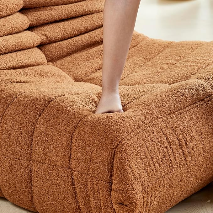 Bean Bag Chair, Fireside Chair Bean Bag Sofa Large Bean Bag Chair for Adults, Bean Bag Chairs for Teens with High Density Comfortable Foam, Memory Foam Bean Bag for Living Room, Bedroom (Orange)-Ruum Studio Home