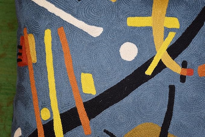 Kandinsky Modern Throw Pillow Cover - Escape | Abstract Pillow | Modern Couch Pillow | Contemporary Pillows | Modern Outdoor Pillow | Mid Century Chair Cushions | Handmade Wool Size 18x18-Ruum Studio Home