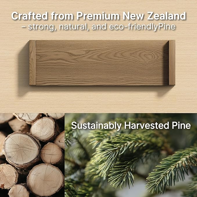 Vailando Floating Shelves for Wall, Set of 4 Solid Wood Wall Mounted Shelves, 16" Rustic Walnut Display Shelf for Bedroom, Living Room, Bathroom, Kitchen – Strong Load Capacity & Natural Pine-Ruum Studio Home