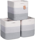 NaturalCozy Storage Cubes 11 Inch Cotton Rope Woven Baskets for Organizing, 3-Pack | Cube Storage Bin | Square Storage Baskets for Shelves Organizer, Classroom, Kids Toy Bins, Closet, Baby Nursery-Ruum Studio Home