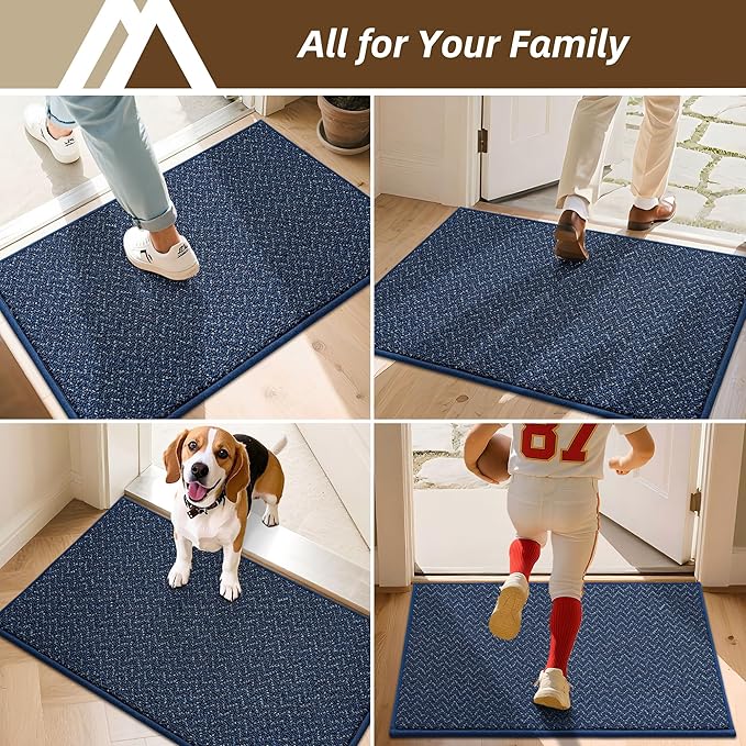 COSY HOMEER-Door-Mat 20" x 32" Non Slip Absorbent Entryway Rugs Dirt Trapper Doormats Washable Entrance Mats Low Pile Welcome Floor Mat for Front Back Door and Entry Mats,Navy Blue-Ruum Studio Home