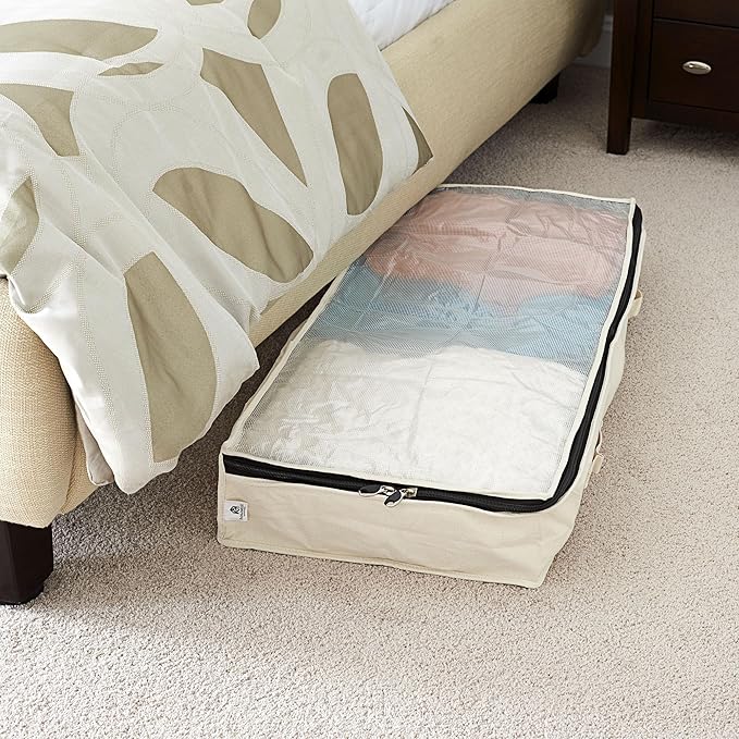 Household Essentials Cotton Canvas Under Bed Clothing and Linen Storage Bag | Natural-Ruum Studio Home