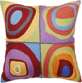 Kandinsky Modern Pillow Cover - Quadrate II | Mid Century Chair Cushions | Abstract Pillows | Contemporary Pillowcase | Modern Accent Pillows | Hand Embroidered Cushion | Wool Size 18x18-Ruum Studio Home