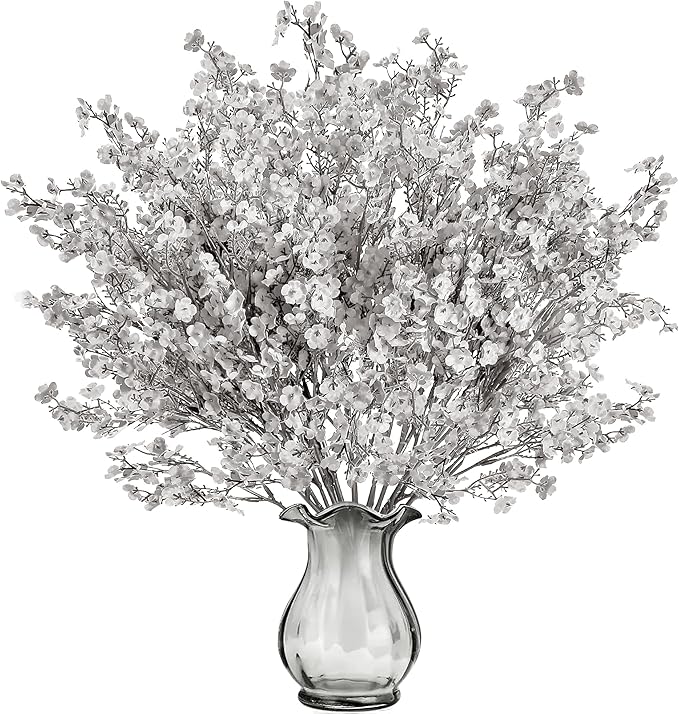 Sggvecsy 15 Pcs Babys Breath Artificial Flowers Gypsophila Bouquets Bulk Real Touch Fake Silk Flowers for Home DIY Floral Arrangement Table Centerpiece Fall Thanksgiving Autumn Decoration (Grey)-Ruum Studio Home