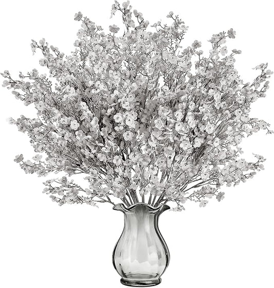 Sggvecsy 15 Pcs Babys Breath Artificial Flowers Gypsophila Bouquets Bulk Real Touch Fake Silk Flowers for Home DIY Floral Arrangement Table Centerpiece Fall Thanksgiving Autumn Decoration (Grey)-Ruum Studio Home