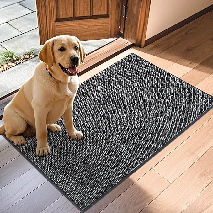 JSEI Dirt Trapper Door Mat 32"x48" Non-Slip Washable Entrance Mat, Dog Doormats, Absorbent & Fade-Resistant Floor Mats, Low Profile Welcome Mats for Entryway, Front Door, and Inside Entrance,Dark Grey-Ruum Studio Home