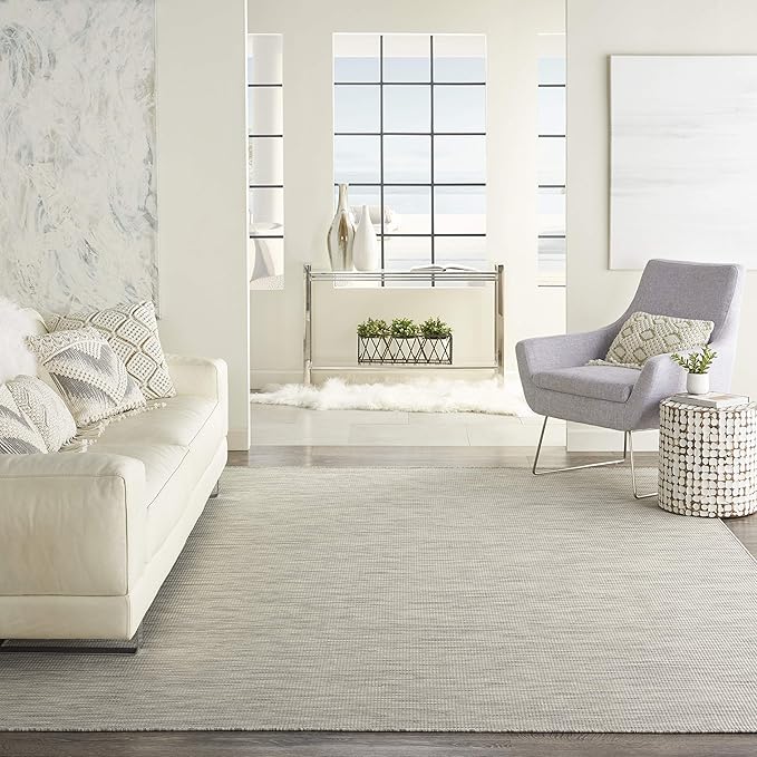 Nourison Positano Indoor/Outdoor Light Grey 6' x Round Area Rug, Easy Cleaning, Non Shedding, Bed Room, Living Room, Dining Room, Backyard, Deck, Patio (6 Round)-Ruum Studio Home