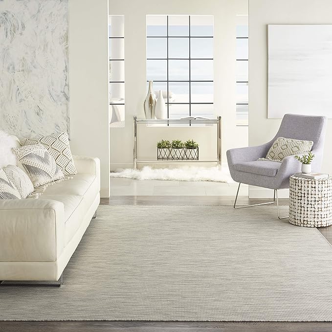 Nourison Positano Indoor/Outdoor Light Grey 10' x 14' Area Rug, Easy Cleaning, Non Shedding, Bed Room, Living Room, Dining Room, Backyard, Deck, Patio (10x14)-Ruum Studio Home
