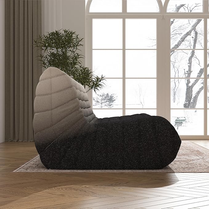 Bean Bag Chair, Oversized Fireside Chair Bean Bag Sofa Large Bean Bag Chair for Adults, 3 Seater Bean Bag Chairs for Teens with High Density Comfortable Foam, Bean Bag for Living Room(Black&White)-Ruum Studio Home