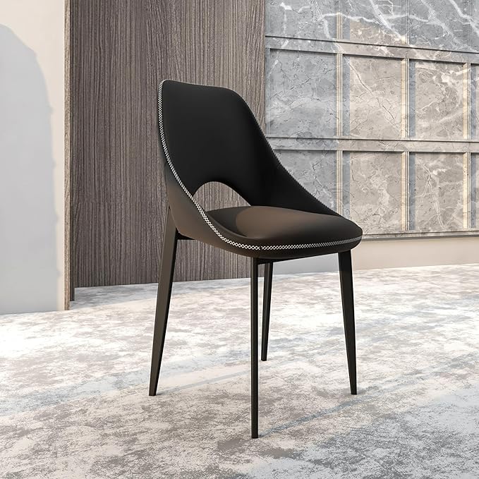 LeisureMod Amalfi Upholstered Fabric Dining Chair – Modern Side Chair with Iron Legs, Mid-Century Accent Chair for Dining Room or Kitchen-Ruum Studio Home