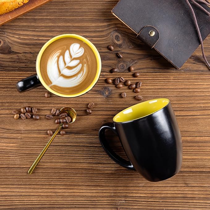 GBHOME 16oz Coffee Mugs Set of 6, Large Ceramic Coffee Mugs for Man, Woman, Dad, Mom, Modern Coffee Mugs Set with handle for Tea/Latte/Cappuccino/Milk/Cocoa. Dishwasher&Microwave Safe,Yellow-Ruum Studio Home