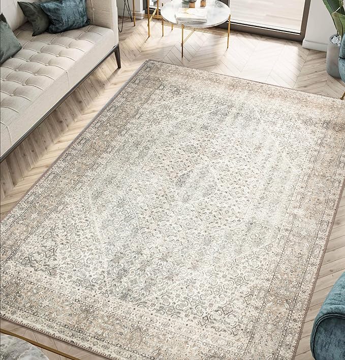 Keen Home Design 6x9 Rug - Machine Washable Area Rug with Non-Slip Backing, Ideal for Living Room, Dining Room, Bedroom - Vintage, Easy Clean, Durable, Low Pile Rug - (6' x 9')-Ruum Studio Home
