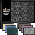 GORILLA GRIP 100% Waterproof All-Season WeatherMax Doormat, US Designed Natural Rubber, Stain and Fade Resistant, Low Profile Indoor Outdoor Door Mats, Easy Clean Patio Mat, 17x29, Slate Geometric-Ruum Studio Home