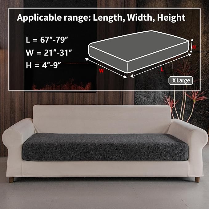 Couch Cushion Covers for Sectional Sofa, Stretch Soft Sofa Slipcovers Washable Wear-Resistant Universal Furniture Protector for Living Room(1 Piece Oversized Cover, Dark Gray)-Ruum Studio Home