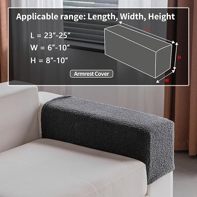 Couch Cushion Covers for Sectional Sofa, Stretch Soft Sofa Slipcovers Washable Wear-Resistant Universal Furniture Protector for Living Room(1 Piece Armrest Cover, Dark Gray)-Ruum Studio Home