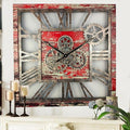 The Gears Clock 24'' Inch Square Real Moving Gear Wall Clock Vintage Industrial Oversized Rustic Farmhouse (Red Lava)-Ruum Studio Home